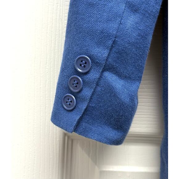 VTG Talbots Petites Irish Linen Blazer Royal Blue Lined Pockets Women’s 14P - Picture 7 of 8